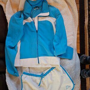 Kappa Light Blue & White Athletic Jacket + Shorts Set – X-Small